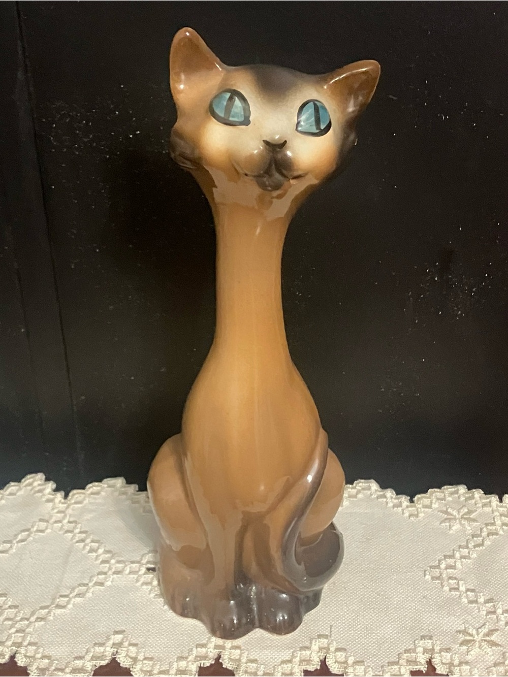 Vintage Siamese Cat Ceramic Decor Signed CAT